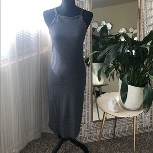 High neck thin strapped midi tank top dress